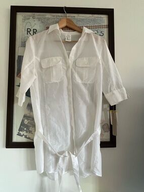 NWT Vintage Deadstock Pierre Cardin Silk Cotton Classic Minimalist Shirt Tunic M